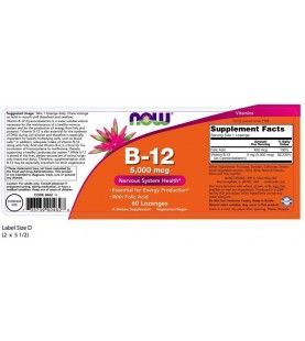 NOW B-12 5,000 mcg, 60 Lozenges