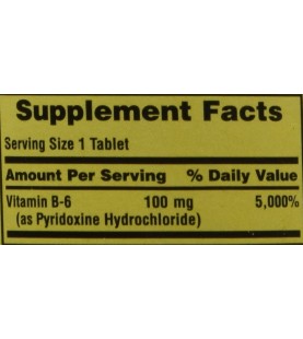 Spring Valley - Vitamin B-6 (Pyridoxine) 100 mg, 250 Tablets