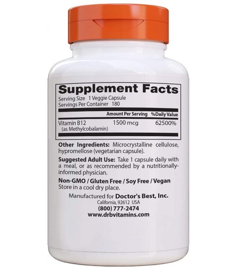 Doctor's Best Fully Active B12 1500 Mcg, 180 VC