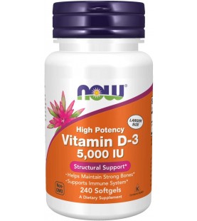 NOW Foods Supplements, Vitamin D-3 5,000 IU, 240 Softgels