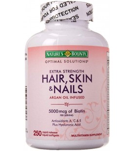 Nature's Bounty Hair Skin and Nails 5000 mcg of Biotin - 250 Coated Softgels