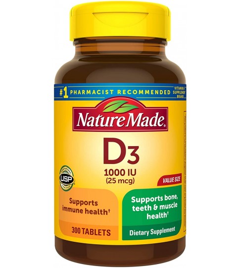 Nature Made Vitamin D3 1000 IU (25mcg) Tablets, 300 Count