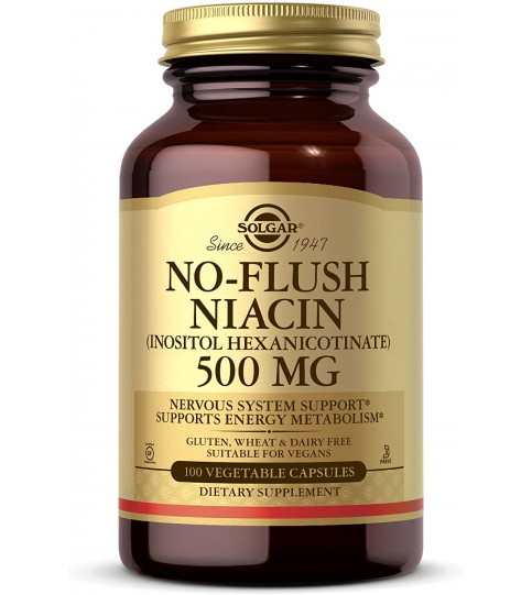 Solgar No-Flush Niacin 500 mg, 100 Vegetable Capsules