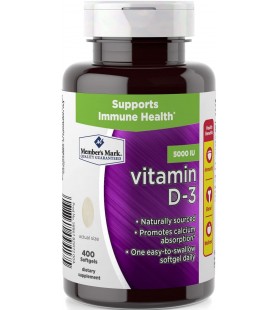 Member's Mark Vitamin D-3 5000 IU, 400 Softgels