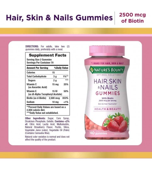 Hair, Skin, and Nails with Biotin, 2500 mcg, 140 Count