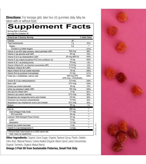 SmartyPants Teen Girl Daily Gummy Vitamins: 120 Count, 30 Day Supply