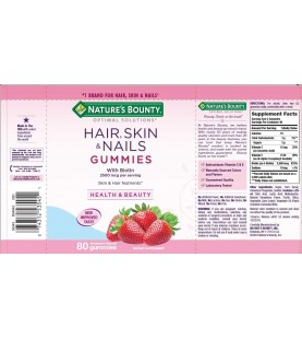 Nature's Bounty Optimal Solutions Hair, Skin and Nails Gummies, 80 Count