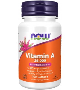 NOW Supplements, Vitamin A (Fish Liver Oil) 25,000 IU, 100 Softgels