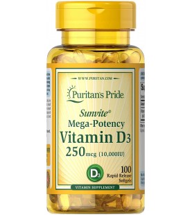 Vitamin D3 10,000 IU Bolsters Immune Health, 100 Softgels