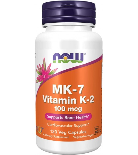 NOW Supplements, MK-7 Vitamin K-2 100 mcg, 120 Veg Capsules