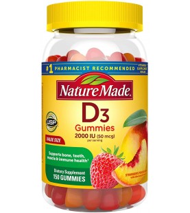 Nature Made Vitamin D3 2000 IU (50 mcg) Gummies, 150 Count