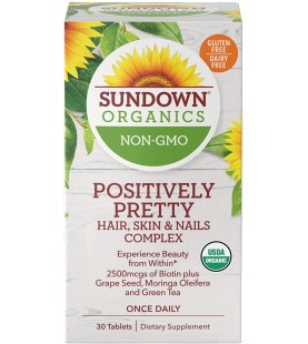 Sundown Organics Positively Pretty Hair Skin & Nails Vitamins, 30 Tablets