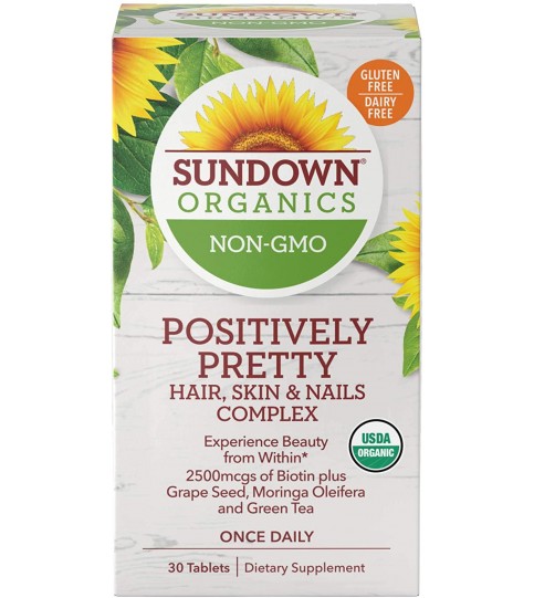 Sundown Organics Positively Pretty Hair Skin & Nails Vitamins, 30 Tablets