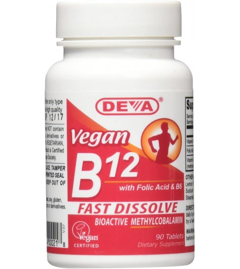 Deva Vegan Vitamins Sublingual B12 1000 mcg Tablets, 90 Count