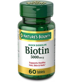 Biotin by Nature's Bounty, 5000 mcg, 60 Quick Dissolve Tablets
