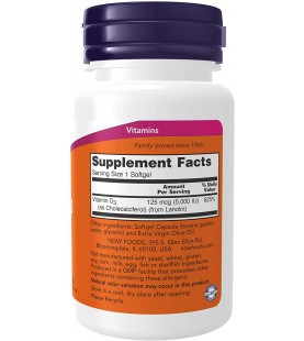 NOW Supplements, Vitamin D-3 5,000 IU, 120 Softgels