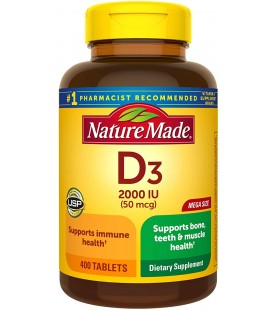 Nature Made Vitamin D3 2000 IU (50 mcg) Tablets, 400 Count