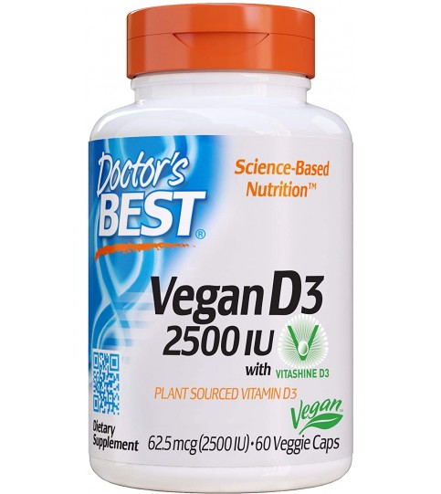 Doctor's Best Vitamin D3 2500IU with Vitashine D3, 60 Veggie Caps