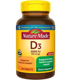 Nature Made Vitamin D3 2000 IU (50 mcg) Tablets, 220 Count