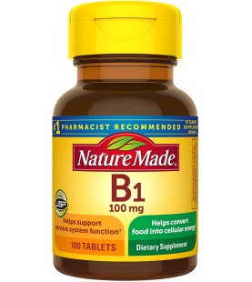 Nature Made Vitamin B1 100 mg Tablets, 100 Count