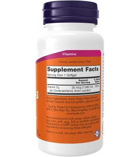 NOW Supplements, Vitamin D-3 1,000 IU, High Potency, 180 Softgels