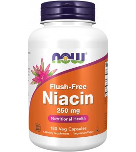 NOW Supplements, Niacin (Vitamin B-3) 250 mg, 180 Veg Capsules