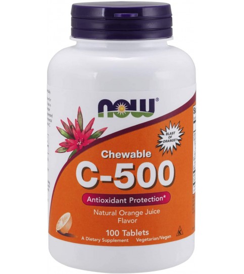 NOW Supplements, Vitamin C-500, Orange Juice Flavor, 100 Chewable Lozenges