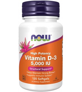 NOW Supplements, Vitamin D-3 5,000 IU, 120 Softgels