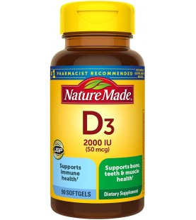 Nature Made Vitamin D3 2000 IU (50 mcg) Softgels, 90 Count