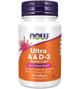 NOW Supplements, Vitamin A & D3 25,000/1,000 IU, Eye Health, 100 Softgels