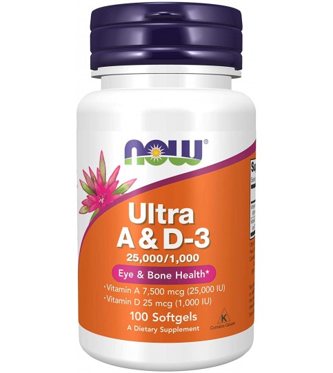 NOW Supplements, Vitamin A & D3 25,000/1,000 IU, Eye Health, 100 Softgels