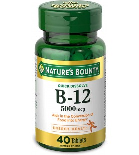 Vitamin B12 by Nature's Bounty, Quick Dissolve Vitamin Supplement, 5000mcg, 40 Tablets