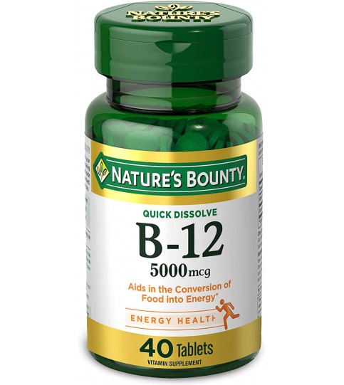 Vitamin B12 by Nature's Bounty, Quick Dissolve Vitamin Supplement, 5000mcg, 40 Tablets