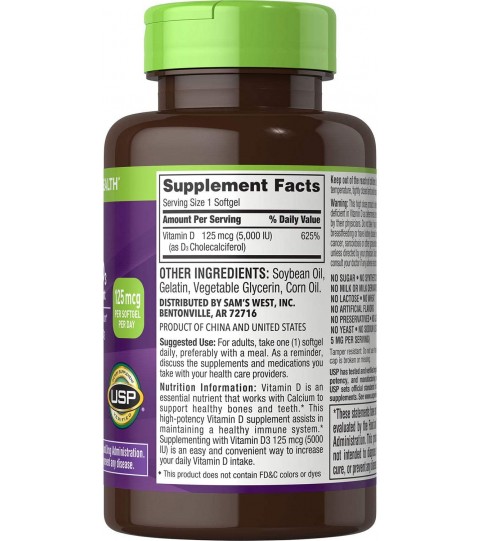 Member's Mark Vitamin D-3 5000 IU Dietary Supplement (400 ct.)