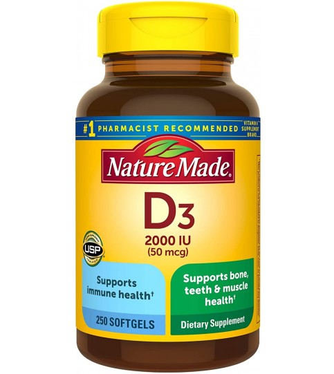 Nature Made Vitamin D3 2000 IU (50 mcg) Softgels, 250 Count