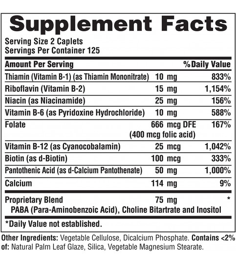 Complete B (Vitamin B Complex) for Energy Metabolism, 250 caplets