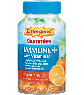 Emergen-C Immune+ Vitamin D plus 750 mg, Super Orange Flavor - 45 Count