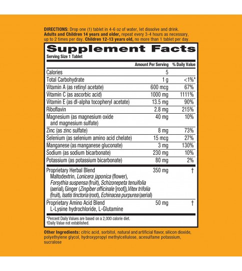 Vitamin C 1000mg - Airborne Zesty Orange Effervescent Tablets - 30 count