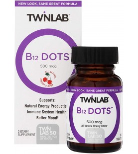 Twinlab B-12 Vitamin Supplement 500 MCG Dots - 250 B Vitamins Lozenges