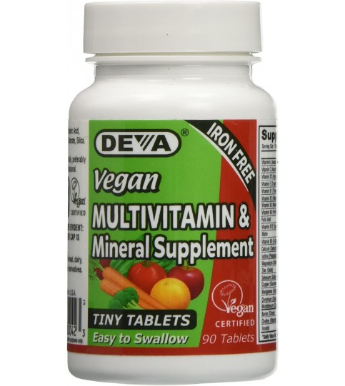 Deva Nutrition Vegan Tiny Iron Free Multivitamin Tablets, 90 Count