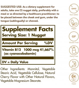 Solgar Vitamin B12 1000 mcg, 250 Nuggets