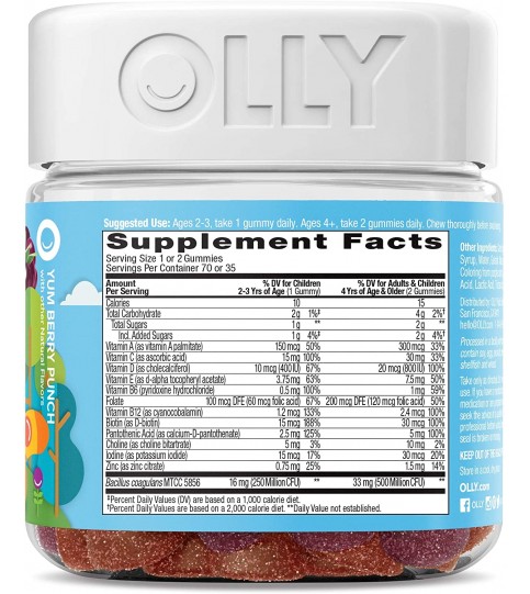 OLLY Kids Multi + Probiotic Gummy Multivitamin, 35 Day Supply (70 Count)