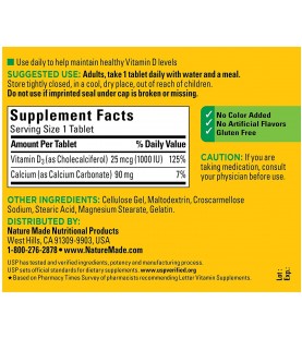 Nature Made Vitamin D3 1000 IU (25mcg) Tablets, 300 Count