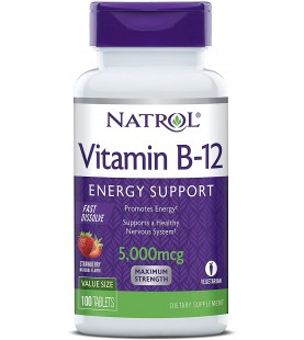 Natrol Vitamin B12 Fast Dissolve Tablets, Promotes Energy, 5,000mcg, 100 Count