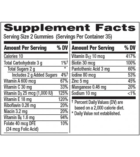 Centrum MultiGummies for Adults, Assorted Fruit Flavor - 70 Count