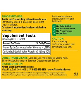 Nature Made Vitamin B12 1000 mcg Time Release Tablets, 160 Count