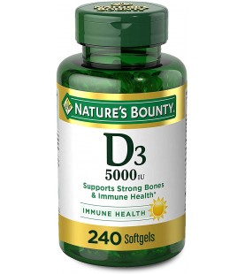 Vitamin D3 by Nature’s Bounty for Immune Support, 125 mcg (5000iu), 240 Softgels