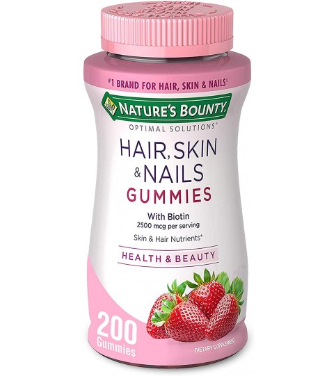 Vitamin Biotin Optimal Solutions Hair, Skin and Nails Gummies, 200 Count