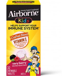 Vitamin C 500mg - Airborne Kids Very Berry Chewable Tablets - 32 Count