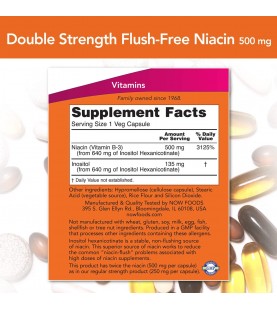 NOW Supplements, Niacin (Vitamin B-3) 500 mg, 90 Veg Capsules